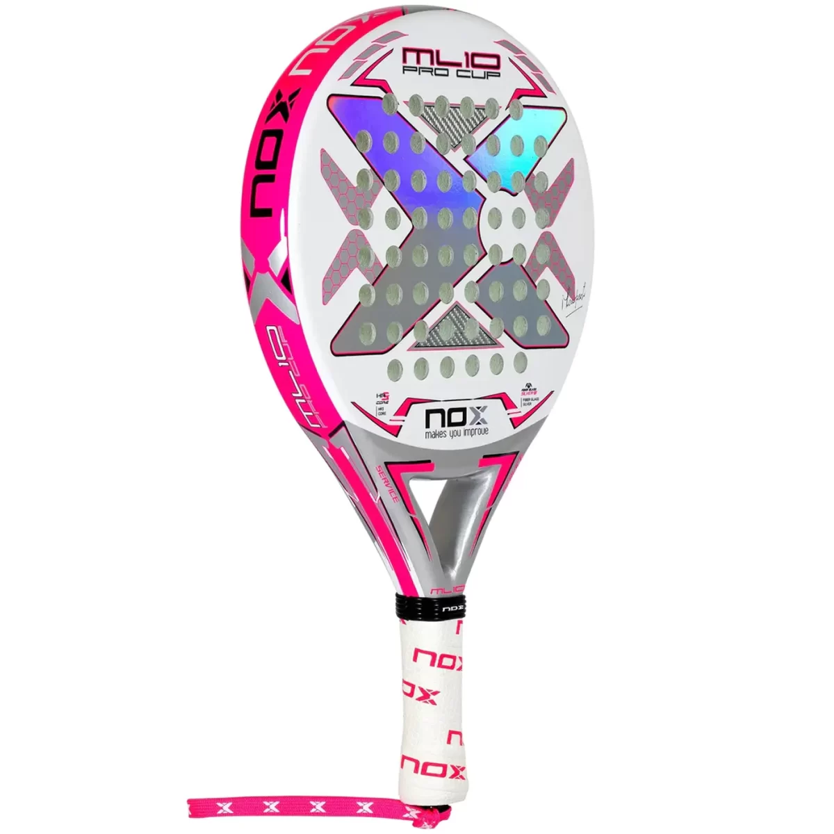 NOX ML10 PRO CUP Silver Padel Racket, racket with cover bag Image 2