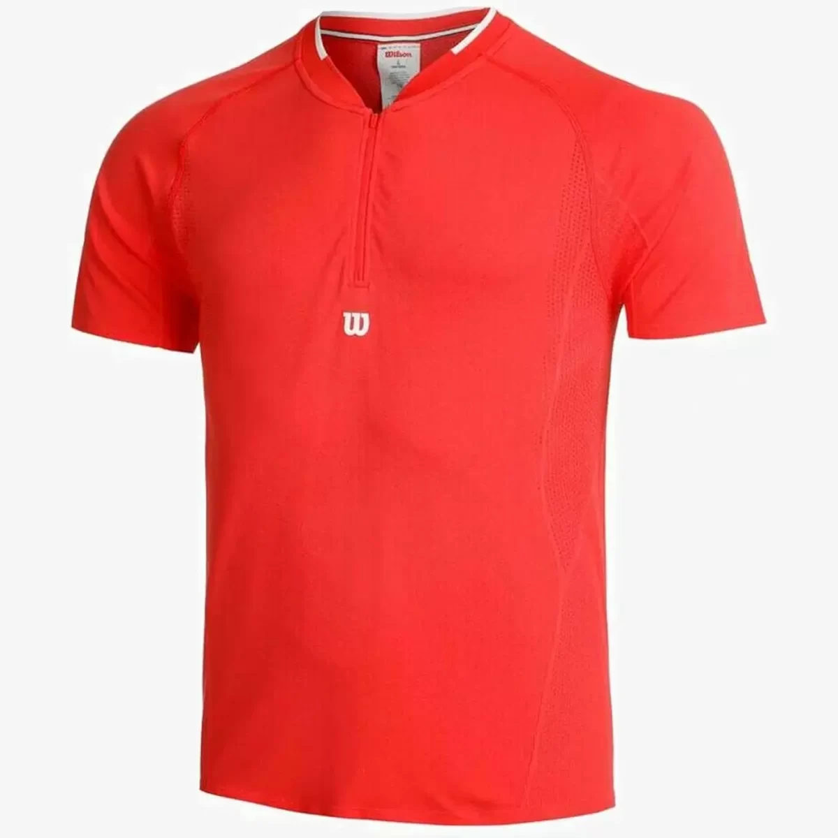 Wilson Padel Shirt Player's Seamless Zip Henley Red 3